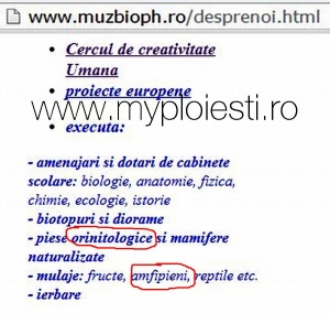 ANALFABETUL DE AZI - Vezi ce s-a pus pe site-ul Muzeului de Stiintele Naturii din Ploiesti