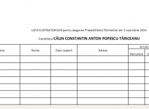 Unde gasesti tabele de strans semnaturi pentru candidatura lui Tariceanu la presedintia Romaniei