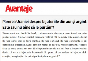 Ce crede Urania despre bijuteriile din argint