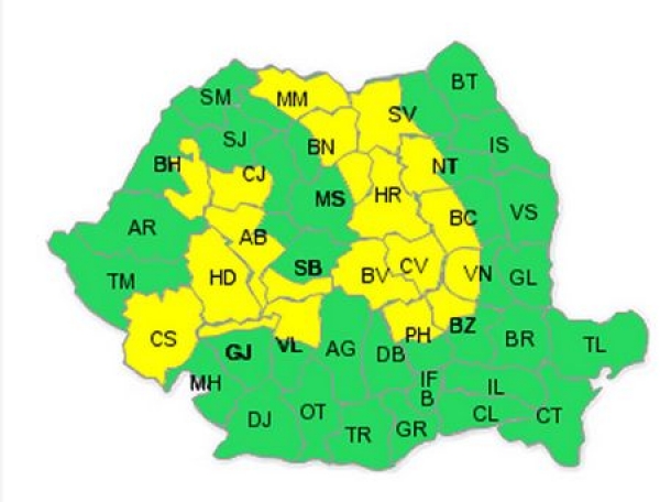 Codul galben de NINSORI nu include Ploiestiul - VEZI HARTA