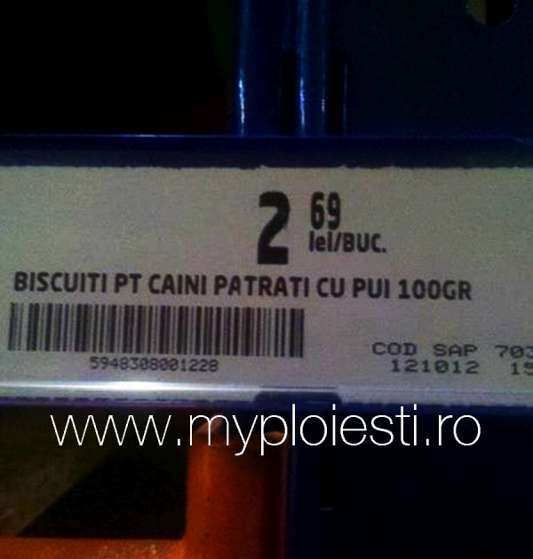 Razi si tu de biscuitii pentru CAINI PATRATI cu PUI - vezi ETICHETA ANULUI!